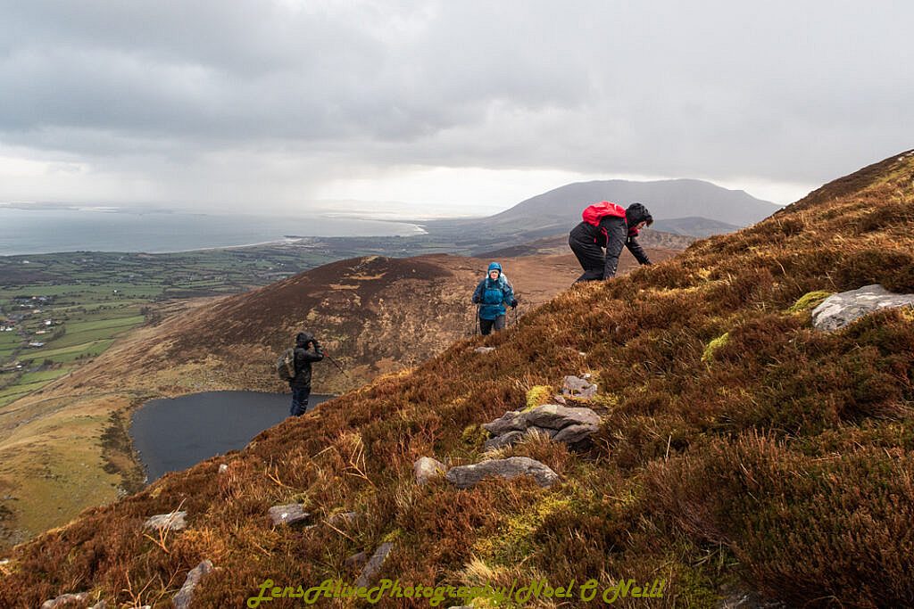 Beautiful landscape view on hillwalking route Loch Acummeen