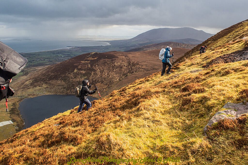 Beautiful landscape view on hillwalking route Loch Acummeen