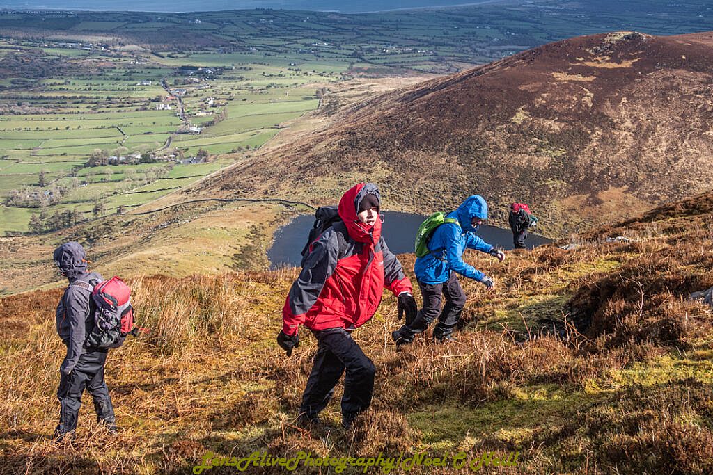 Beautiful landscape view on hillwalking route Loch Acummeen