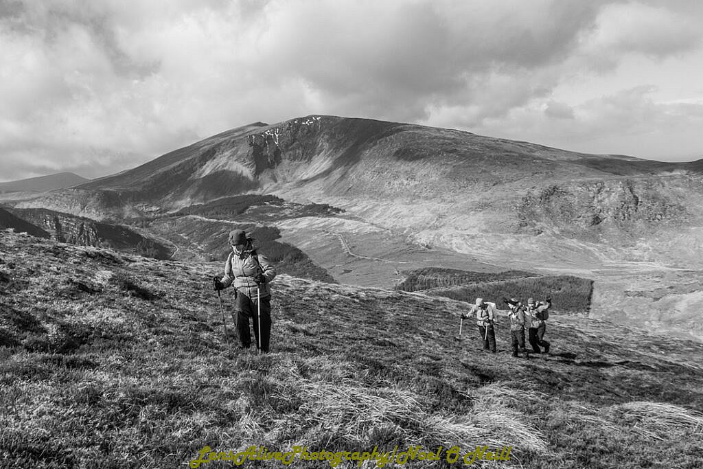 Beautiful landscape view on hillwalking route Loch Acummeen