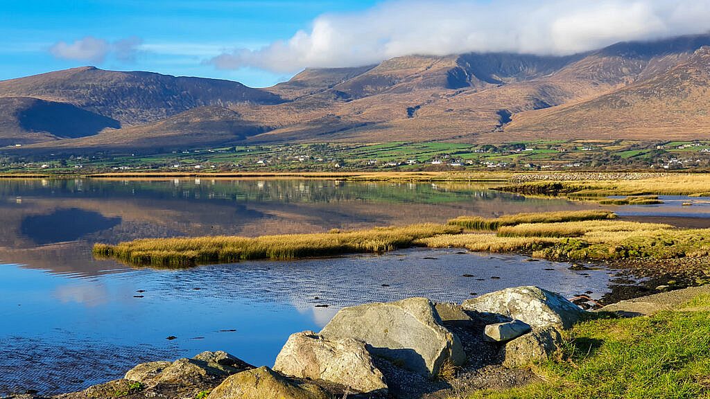 Beautiful landscape view on hillwalking route Keel Boolteens Loop