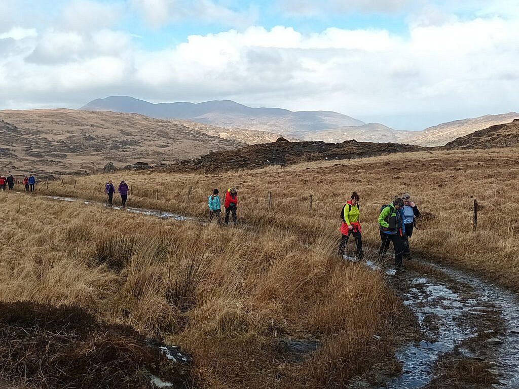 Beautiful landscape view on hillwalking route Old Kenmare Road from Killarney