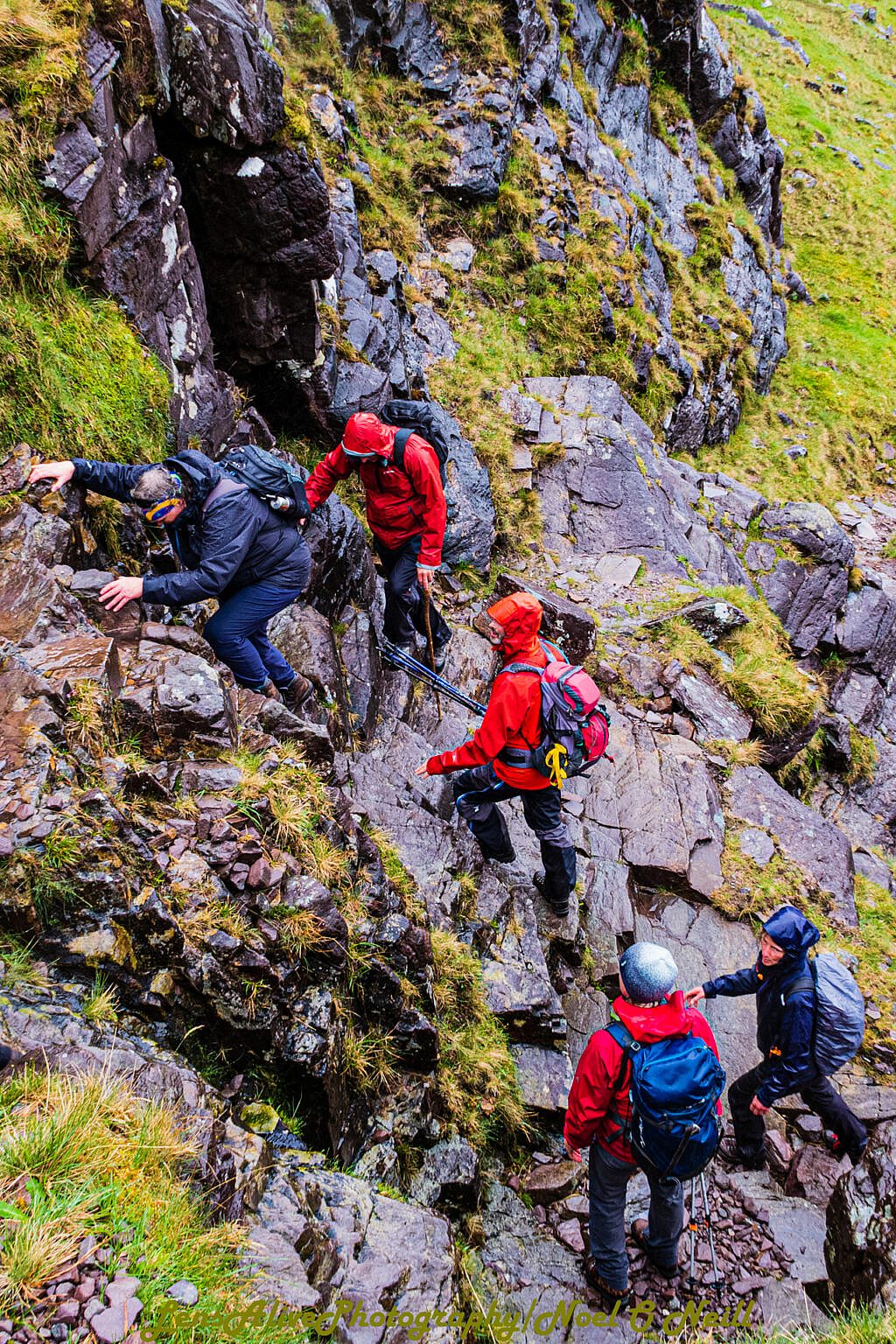 Beautiful landscape view on hillwalking route Carrauntoohill via Brother O'Sheas Gully
