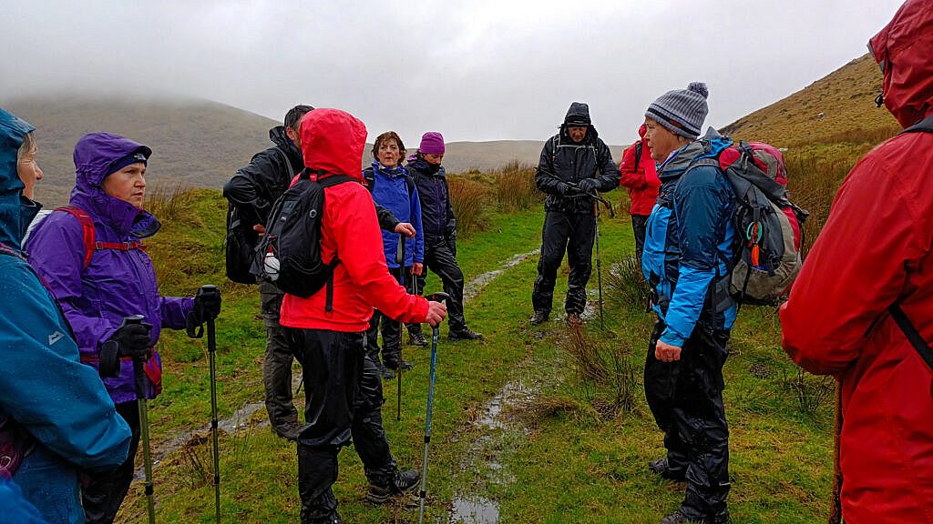 Beautiful landscape view on hillwalking route An Cnoc Maol Mór Circuit