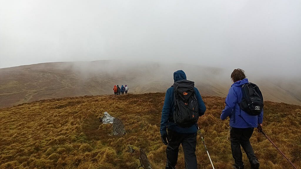 Beautiful landscape view on hillwalking route An Cnoc Maol Mór Circuit