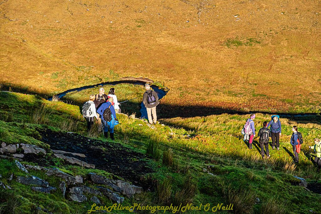 Beautiful landscape view on hillwalking route Lough Acummeen Loop