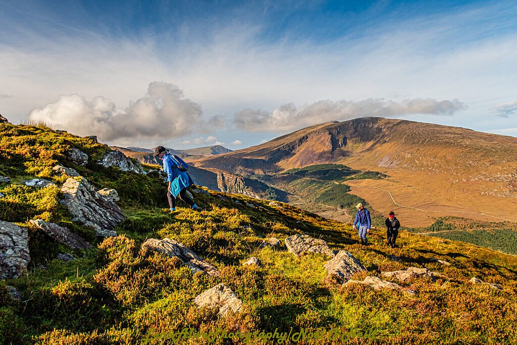 Beautiful landscape view on hillwalking route Lough Acummeen Loop