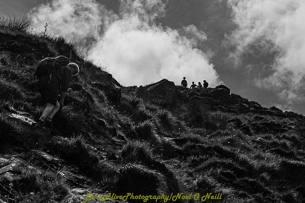 Beautiful landscape view on hillwalking route Loch an Dún Waterfall - Gob an Iolar - Ballyduff